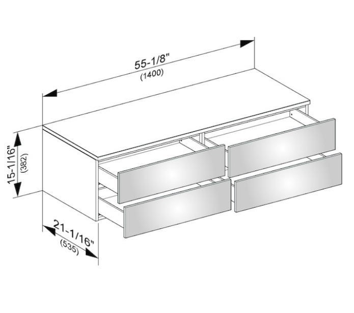 Keuco тумба боковая подвесная с четырьмя выдвижными фронтальными ящиками, edition 400, белый арт. 31766 380000