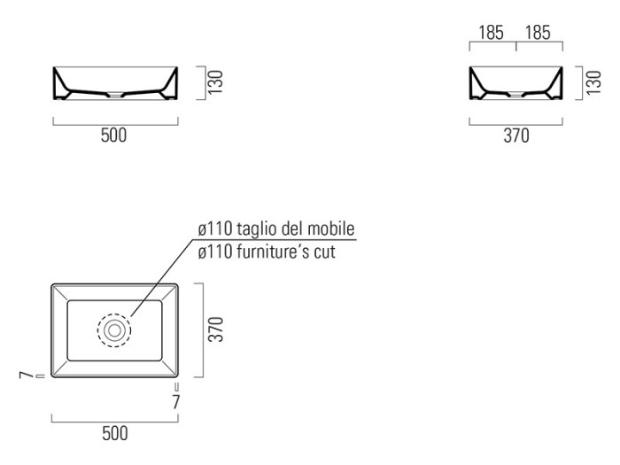 GSI Раковина накладная 50х37х13 см, extraglaze, санфаянс, Kube-x - 942911