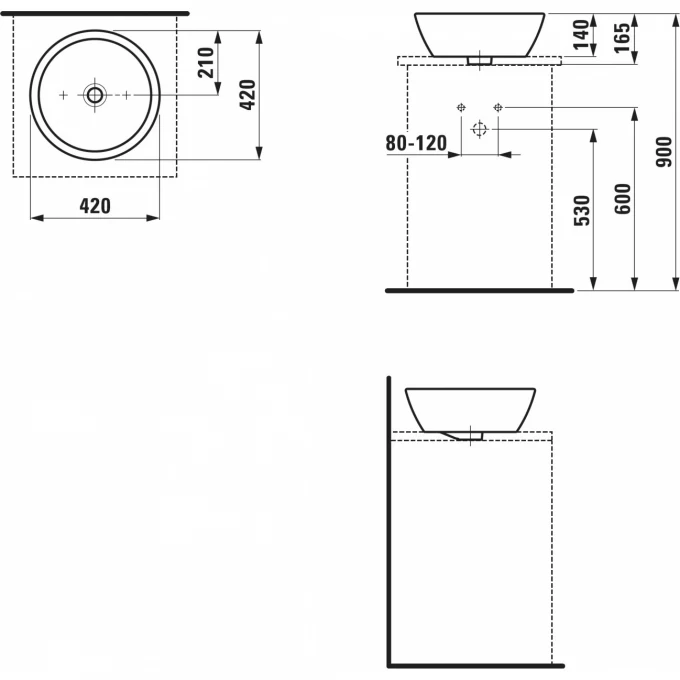 LAUFEN раковина накладная 42x42, PRO B - 8.1296.2.000.109.1