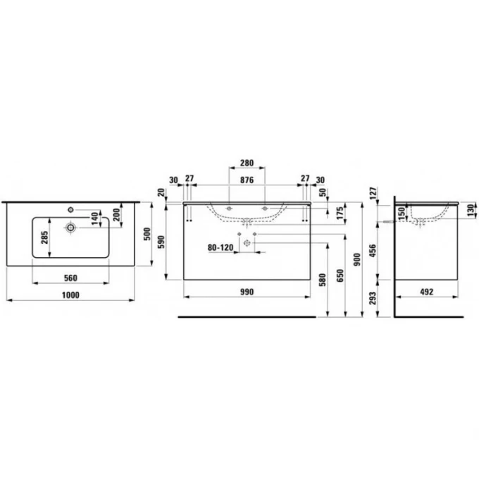 LAUFEN тумба с раковиной 100x49, BASE - 8.6496.2.262.104.1