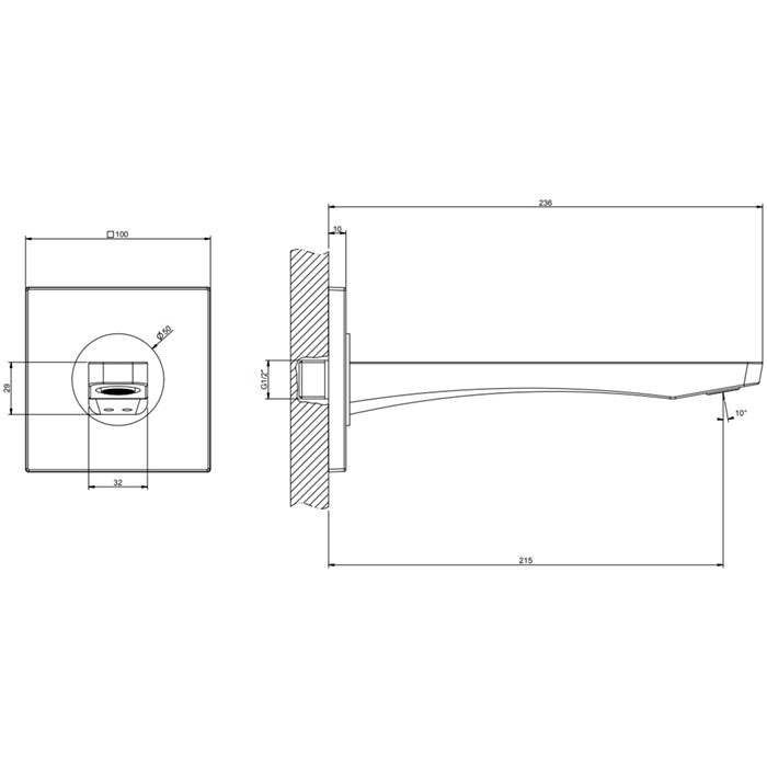 Gessi Настенный излив на 1/2”, комбинируемый с удаленным управлением., Rilievo, 59100#031 цвет: хром