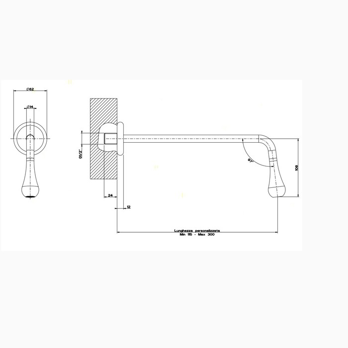 Gessi Настенный излив с инд.длиной (115-300мм), для монтажа с удаленным управлением, Goccia, 33723#279 цвет: белый