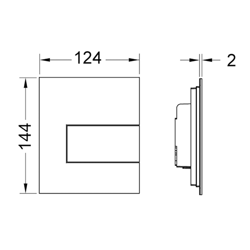 TECE панель смыва для писсуара металлическая, хром глянцевый, square urinal - 9242811