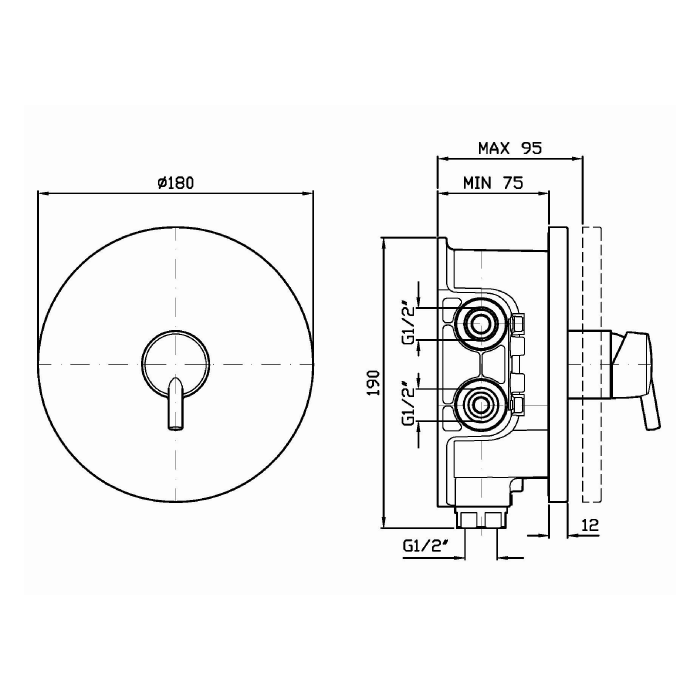 Zucchetti встроенный однорычажный смеситель для душа, для системы zeta, simply beautiful, хром арт. zsb090 r97800