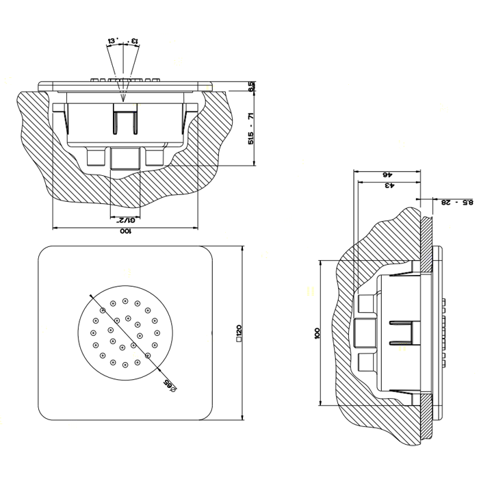 Gessi Боковая форсунка встраиваемая, iSpa, 41172#031 32985#031 цвет: хром