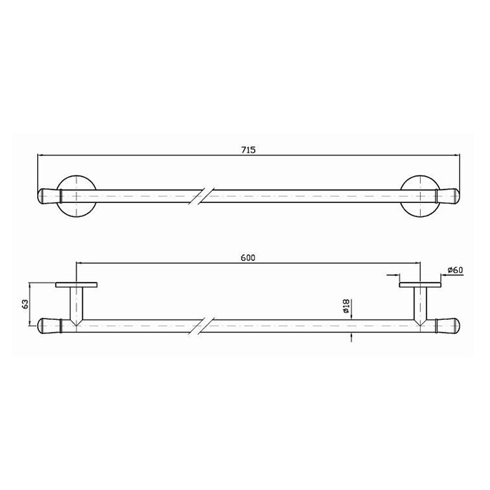 Zucchetti полотенцедержатель, 60см., подвесной, nude, хром арт. zad722