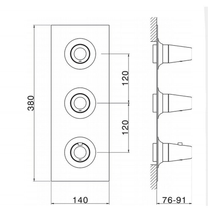 Cisal смеситель вертикальный термостатический встраиваемый для душа 2-х функциональный vi01v20021 vita, цвет: хром
