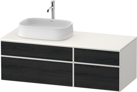 Duravit тумба подвесная с вырезом под раковину слева 550 мм х 1300 мм х 442 мм, zencha, ze4826016840000 цвет: чёрный дуб/белый суперматовый
