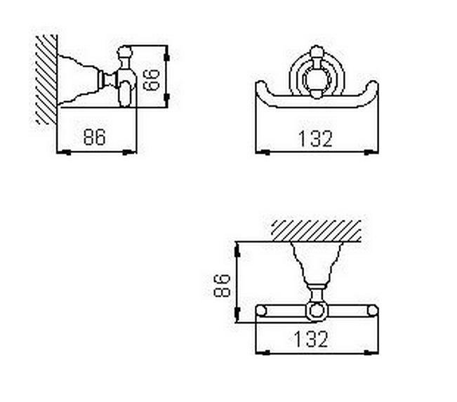 Cisal крючок для полотенец, 4010.01h.ac huber croisette, цвет: satin brushed nickel