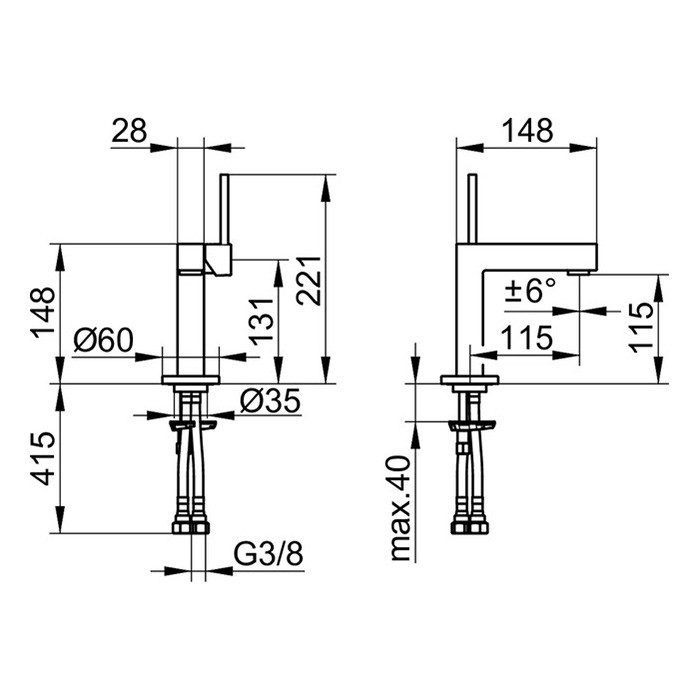 Keuco смеситель для раковины высота 115 мм, edition 90, арт. 59004 010100