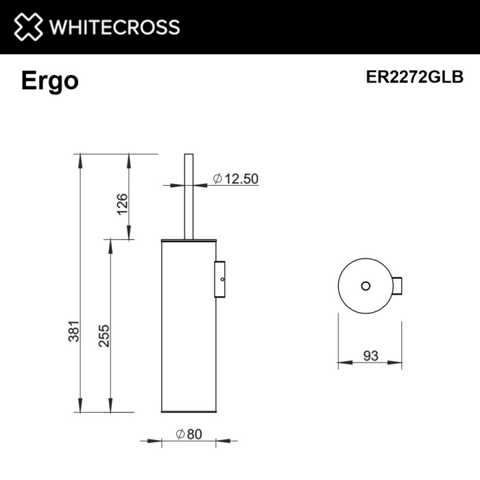 Ершик для унитаза, подвесной, Whitecross Ergo gold brushed, брашированное золото арт. ER2272GLB