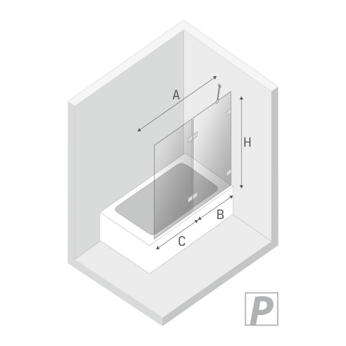 Шторка для ванны 140x150 r, New trendy Avexa chrome, хром арт. EXK-1963