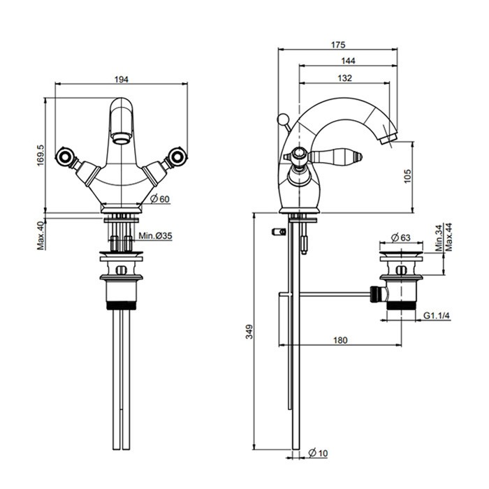 Fima Carlo Frattini смеситель для раковины, на 1 отв., черные ручки, herend, хром арт. f5431cncr