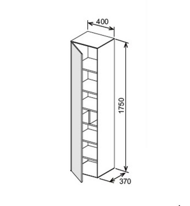 Keuco высокий шкаф-пенал 400x1750x370 мм 1 дверь петли слева, фасад венецианский дуб, edition lignatur, арт. 33330 750001
