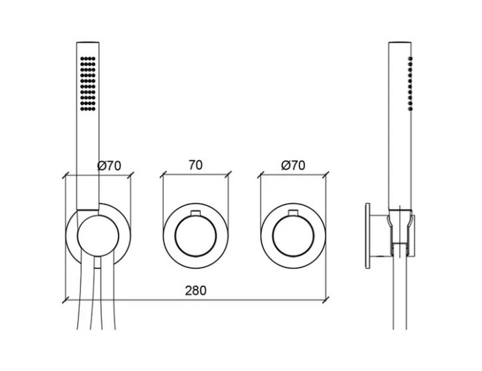 Внешняя часть термостатического смесителя с переключателем на 2-3 положения с модулем ручного душа, Almar Modular Round, никель арт. E180133.NB
