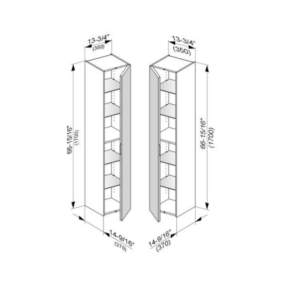Keuco шкаф - пенал высокий подвесной петли справа, 4 полки, edition 11, белый арт. 31330 300002