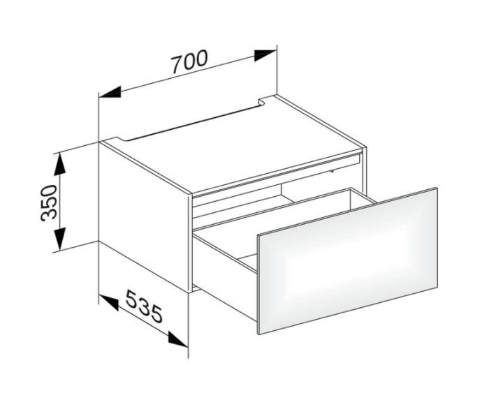Keuco модуль нижнего шкафа для встройки снизу, с одним выдвижным ящиком, с внутренней светодиодной подсветкой, edition 11, черный арт. 31311 330100