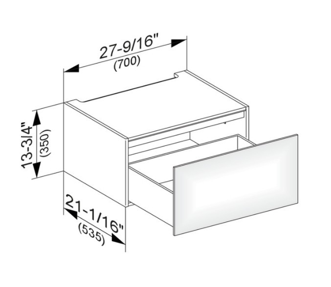 Keuco модуль нижнего шкафа для встройки снизу, с одним выдвижным ящиком, с внутренней светодиодной подсветкой, edition 11, черный арт. 31311 330100