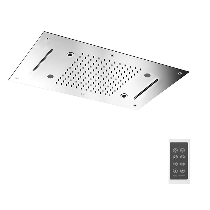 Fima Carlo Frattini верхний душ harmonia 700x400 мм., встраиваемый, 2 режима: дождь, 2 каскада; bluetooth, хромотерапия led wellness, хром арт. f2904cr