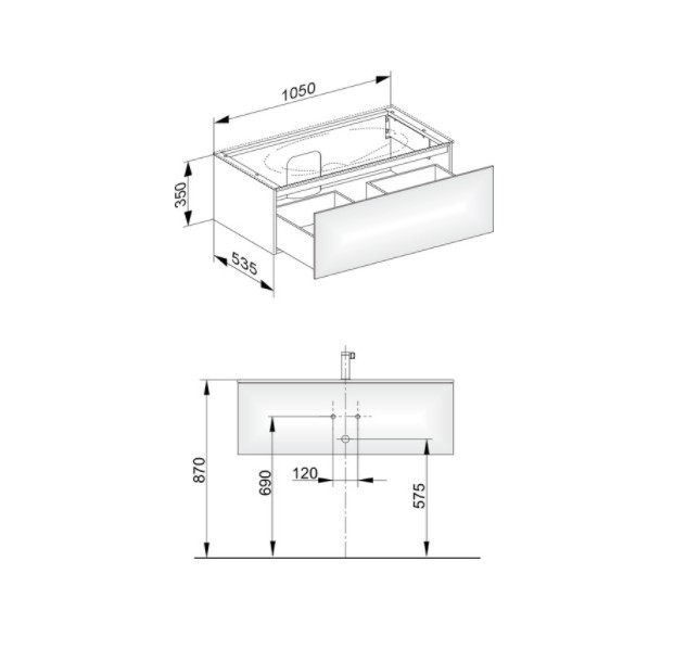Keuco тумба подвесная под раковину с одним выдвижным фронтом, с внутренней светодиодной подсветкой, edition 11, белый арт. 31351 270100