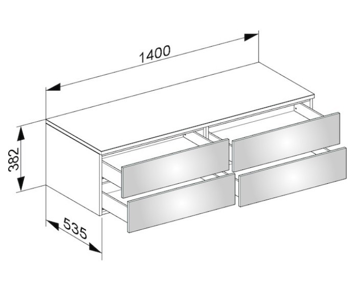 Keuco тумба боковая подвесная с четырьмя выдвижными фронтальными ящиками антарцит, edition 400, антрацит арт. 31766 390000