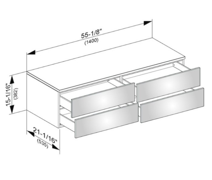 Keuco тумба боковая подвесная с четырьмя выдвижными фронтальными ящиками антарцит, edition 400, антрацит арт. 31766 390000