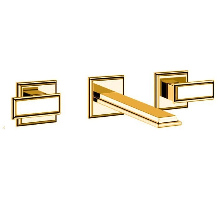 Gessi Встраиваемый смеситель для раковины на 3 отверстия, без донного клапана, с изливом, Eleganza, 46090#080 цвет: золото