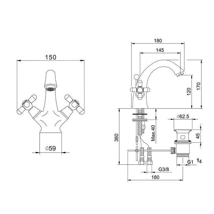 Смеситель для раковины, Huber Croisette, хром арт. CS00151121
