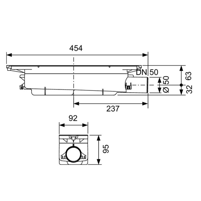 TECE сифон "стандартный" с боковым сливом dn 50, drainprofile - 673002