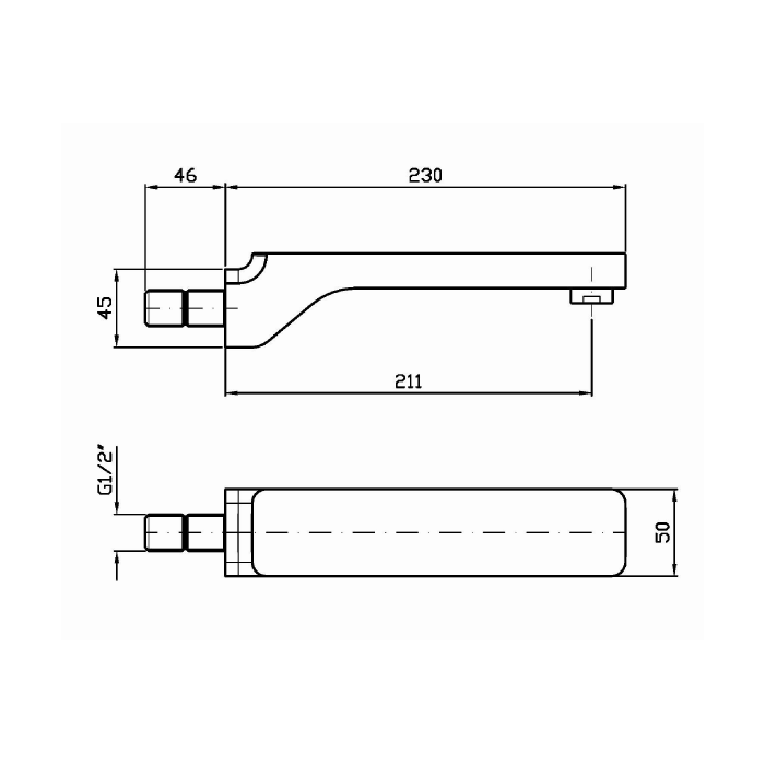 Zucchetti излив 230мм, soft, хром арт. z92091