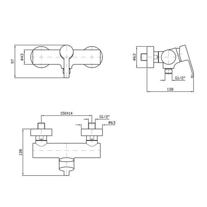 Zucchetti однорычажный смеситель для дуща, on, хром арт. zon106
