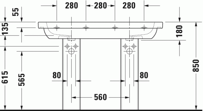 Duravit раковина встраиваемая сверху 120х49 см, d-code, 03481200002 цвет: белый
