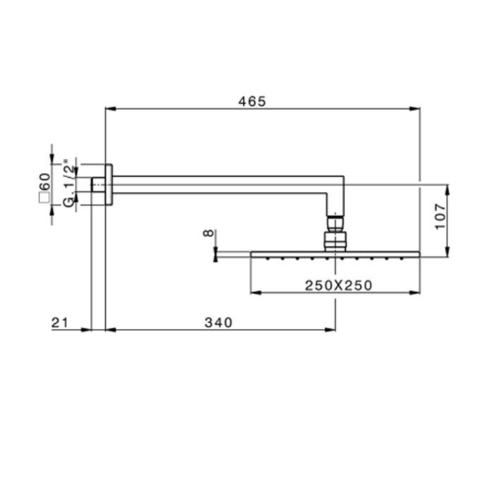 Cisal верхний душ 250*250 мм ds01366021 shower cisal, цвет: хром