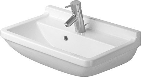 Duravit раковина подвесная с одним отверстием под смеситель, с переливом, starck 3, 03015500001 цвет: белый