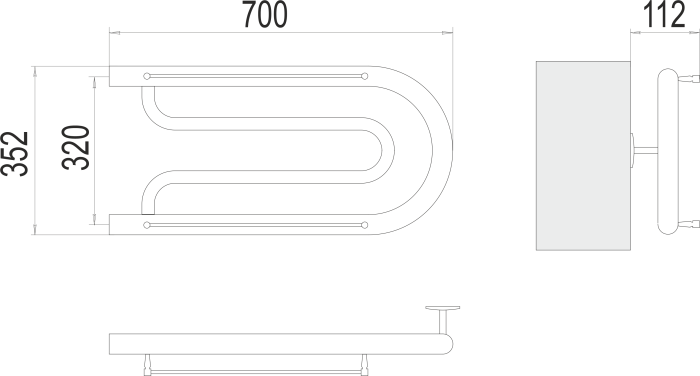 Terminus водяной полотенцесушитель фокстрот бш 320х700, эконом арт. 4620768881534