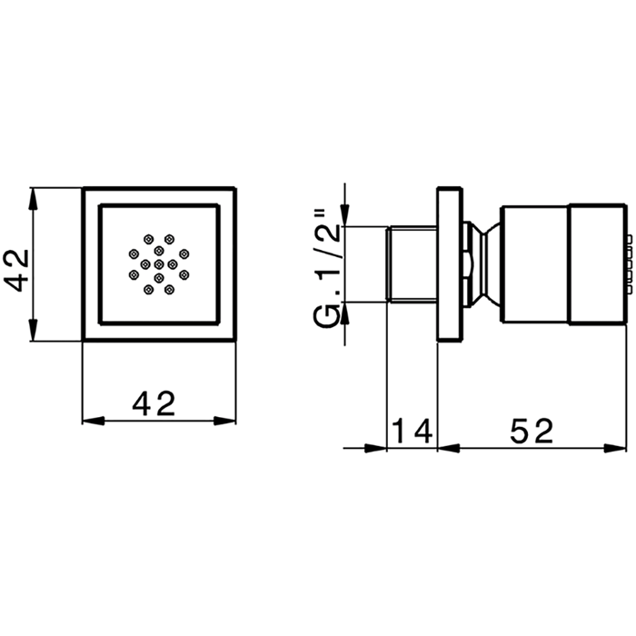 Cisal боковая форсунка квадратная ds01508021 cherie, цвет: хром