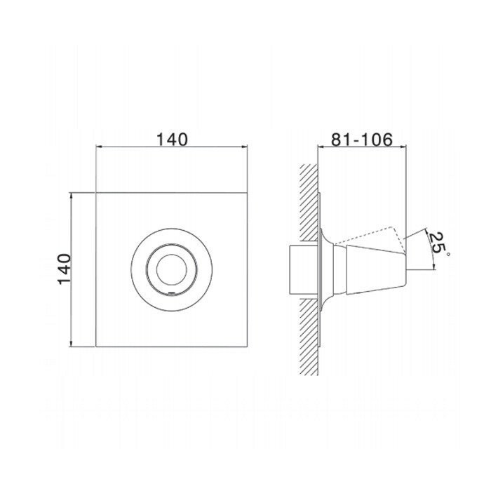 Cisal смеситель встраиваемый для душа внешняя часть (без встраиваемой части za005300) vi00300021 vita, цвет: хром
