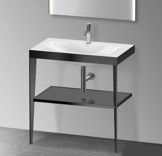 Duravit напольная консоль xviu/c-bonded с умывальником viu, 800 мм х 850 мм, xviu, xv4715ob289 цвет: черный матовый/фланелево-серый глянцевый лак