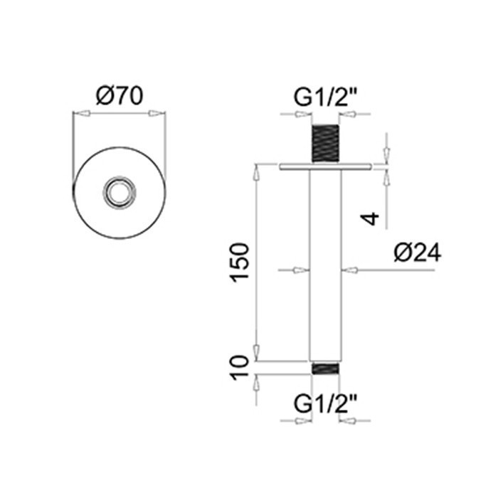 Almar держатель верхнего душа, shower arms, e021107.cr цвет: хром