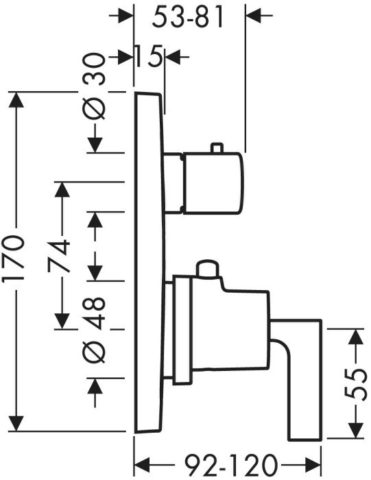AXOR термостат для душа, с запорным вентилем, Citterio, бронза арт. 39700140