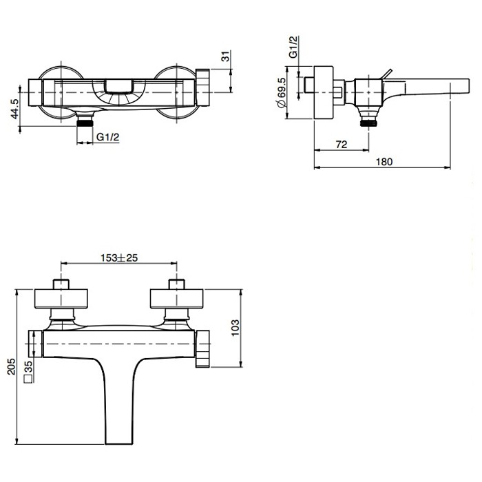 Fima Carlo Frattini смеситель внешнего монтажа на ванну без душевого комплекта, zeta, хром арт. f3964/1cr