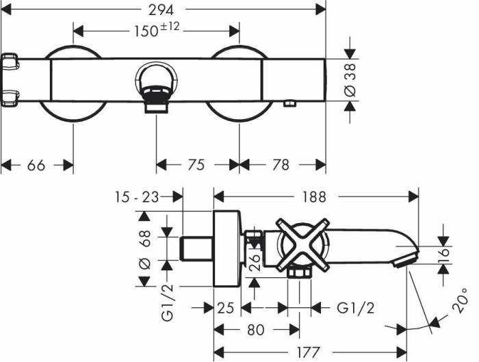 AXOR термостат для ванны, Citterio E, хром арт. 36140000