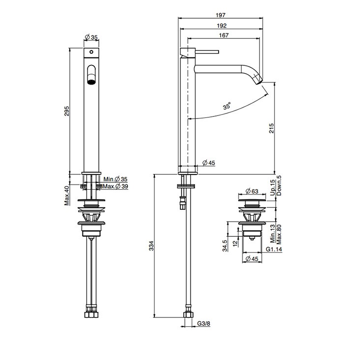 Fima Carlo Frattini cмеситель для раковины, на 1 отв., высокий, с донным клапаном, spillo up, золото арт. f3031/hxsor.1