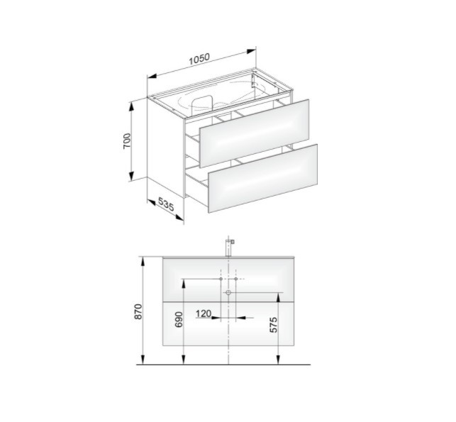 Keuco тумба подвесная под раковину с двумя выдвижными фронтами, с внутренней светодиодной подсветкой, edition 11, белый арт. 31352 270100
