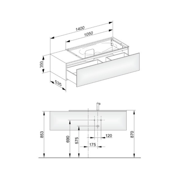 Keuco тумба подвесная под раковину справа с одним выдвижным фронтом, с внутренней светодиодной подсветкой, edition 11, кашемир арт. 31164 280100
