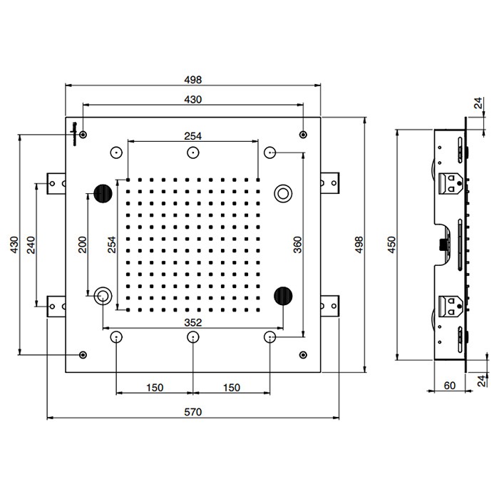 Fima Carlo Frattini верхний душ harmonia 500x500 мм., встраиваемый, 2 режима: дождь, 6 форсунок; bluetooth, хромотерапия led wellness, хром арт. f2902cr