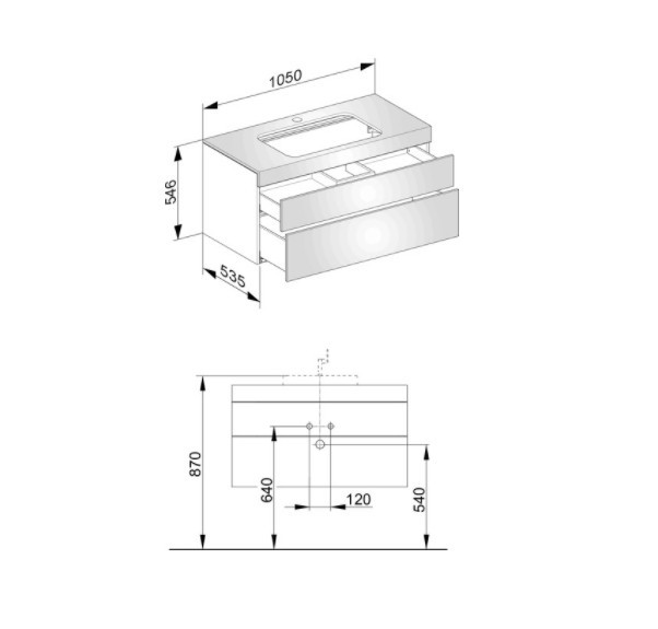 Keuco тумба подвесная под раковину с отверстием под смеситель, с двумя выдвижными фронтами, edition 400, белый арт. 31572 380100