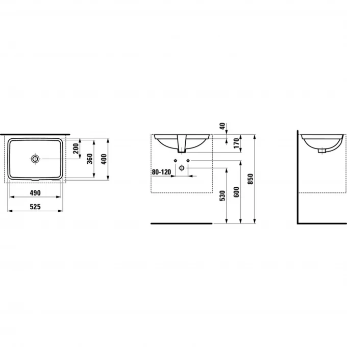 LAUFEN раковина встраиваемая 49x36, PRO S - 8.1196.1.000.109.1