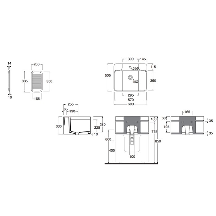 Azzurra раковина 60х50.5х33см., подвесная, 1 отв., с деревянной крышкой, Azzurra, LALS060500AMBI цвет: белый