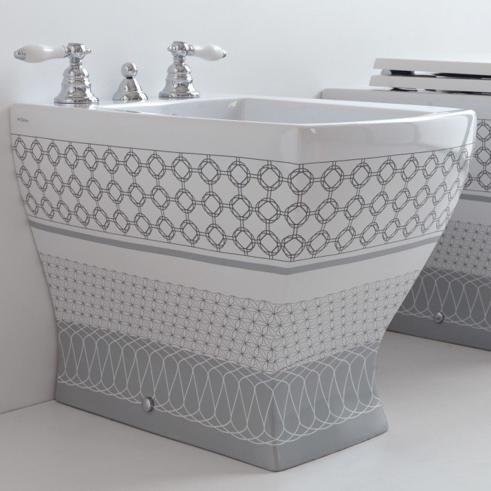 ArtCeram биде (напольное), mrs.patternjz04 jazz цвет: белый
